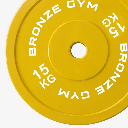 Диск калиброванный Bronze Gym для пауэрлифтинга желтый 15 кг — фото 2
