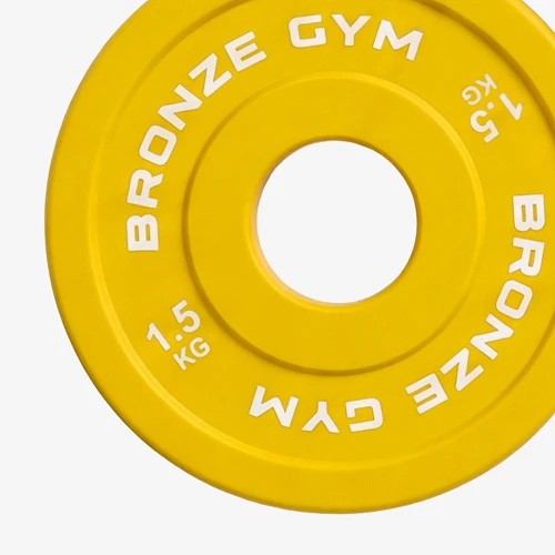 Диск олимпийский Bronze Gym тяжелоатлетический желтый 1,5 кг — фото 2