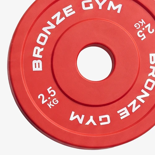 Диск олимпийский Bronze Gym тяжелоатлетический красный 2,5 кг — фото 2