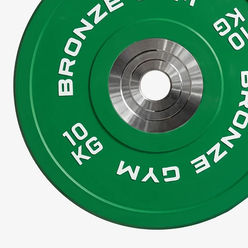 Диск олимпийский Bronze Gym тяжелоатлетический зеленый 10 кг — фото 4