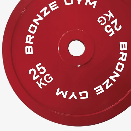 Диск олимпийский Bronze Gym тяжелоатлетический красный 25 кг — фото 2