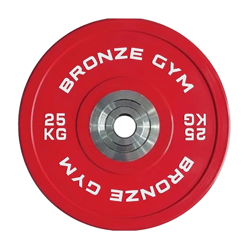 Диск олимпийский Bronze Gym тяжелоатлетический красный 25 кг — фото 3