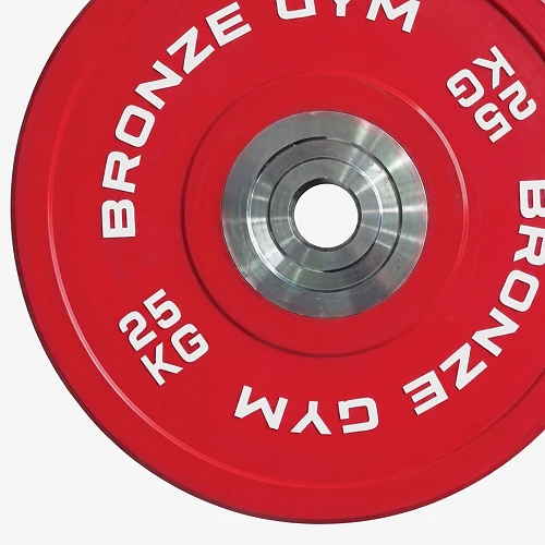 Диск олимпийский Bronze Gym тяжелоатлетический красный 25 кг — фото 4